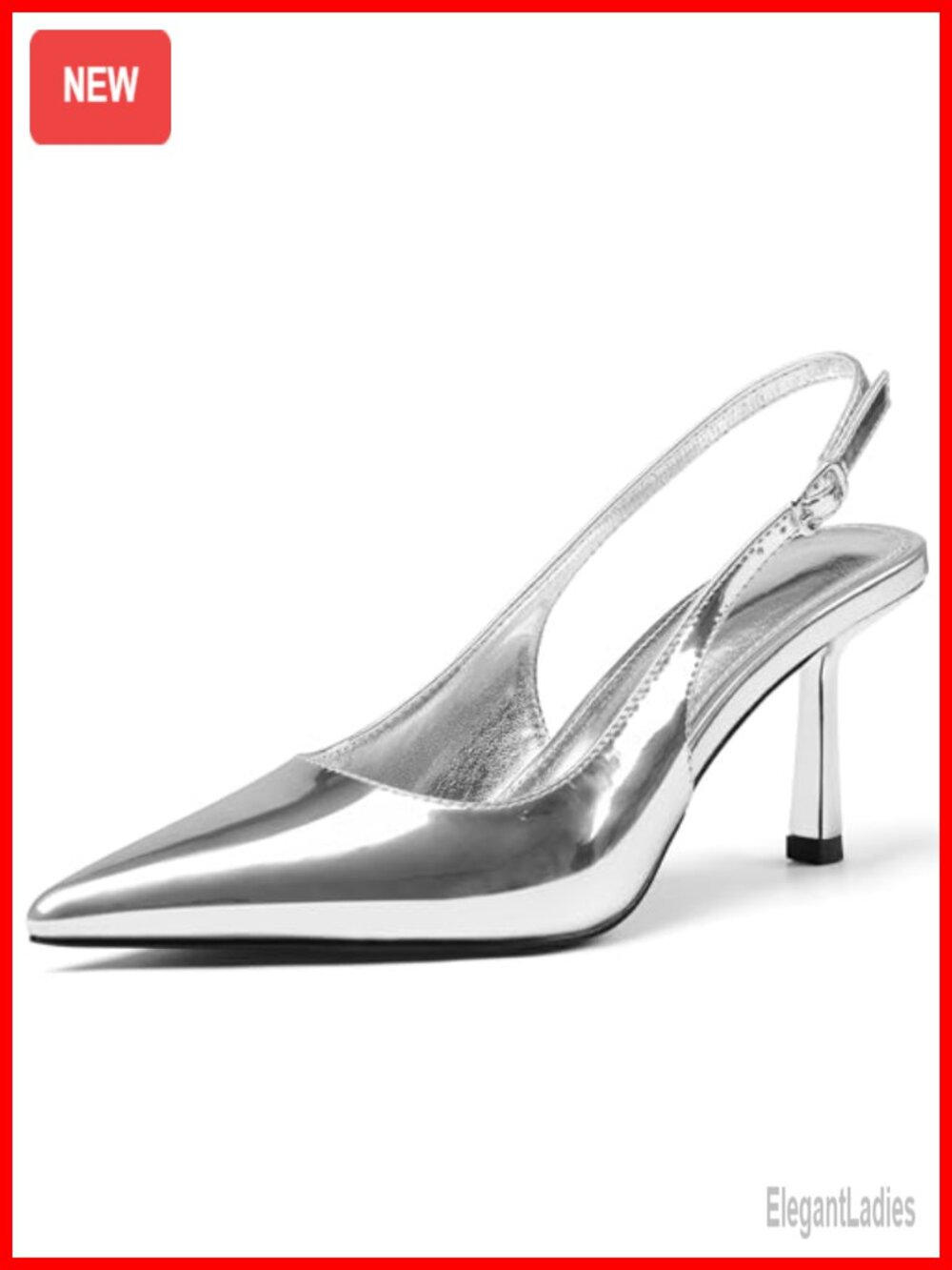 Slingback Kitten Heels Women Pointed Toe Leather Dress Pumps